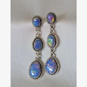Genuine Fire Opal Drop Earrings